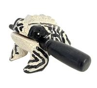 Cozinest 4" Wooden Frog Percussion Instrument Guiro Rasp Tone Block Thailand Handcraft Musical Lucky Frog Home Office Decoration Adorable Gift (Zebra)