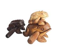 Cozinest Percussion Instruments Wooden Frog Medium Size 4.8 Inch, 4 Inch and 3 Inch Family Wood Frog Guiro Rasp Musical Instrument Tone Block Musical Instrument Home Office Decoration
