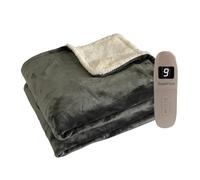 Coziplus Electric Heated Blanket Throw Flannel & Sherpa Fleece, 8 Available Colors, Fast Heating 160x130cm, 9 Heat & Timer Levels, Auto-Shut Off, LED Display, For Home & Office Use (Grey)