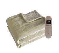 Coziplus Electric Heated Blanket Throw Flannel & Sherpa Fleece, 8 Available Colors, Fast Heating 160x130cm, 9 Heat & Timer Levels, Auto-Shut Off, LED Display, for Home & Office Use (Cream)