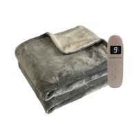 Coziplus Electric Heated Blanket Throw Flannel & Sherpa Fleece, Fast Heating 160x130cm, 9 Heat & Timer Levels, Auto-Shut Off, LED Display, For Home & Office Use (Light Grey)
