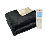Coziplus Electric Heated Throw Blanket Flannel & Sherpa Fleece, 8 Available Colors, Fast Heating 160x130cm, 10 Heat Levels & 10 Hours Auto Off Timer, LED Display, For Home & Office Use (Black)