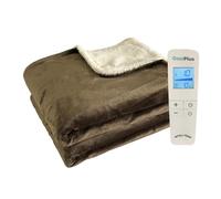 Coziplus Electric Heated Throw Blanket Flannel & Sherpa Fleece, 8 Available Colors, Fast Heating 160x130cm, 10 Heat Levels & 10 Hours Auto Off Timer, LED Display, For Home & Office Use (Brown)