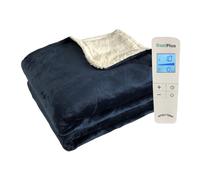 Coziplus Electric Heated Throw Blanket Flannel & Sherpa Fleece, 8 Available Colors, Fast Heating 160x130cm, 10 Heat Levels & 10 Hours Auto Off Timer, LED Display, For Home & Office Use (Navy)
