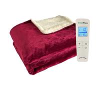 Coziplus Electric Heated Throw Blanket Flannel & Sherpa Fleece, Fast Heating 160x130cms, 10 Heat Levels & 10 Hours Auto Off Timer, LED Display, For Home & Office Use (Raspberry Red)