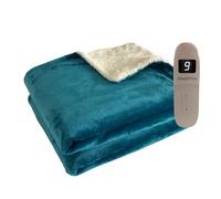 Coziplus Sherpa Heated Throw | Electric Blanket | Flannel & Sherpa Fleece, 8 Colours, Fast Heating 160x130cm, 9 Heat & Timer Levels, Auto-Shut Off, LED Display, For Home & Office Use (Teal)