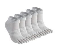 CoziSox Toe Socks for Men & Women, Cotton Knit Five Finger Socks, Thin Breathable Arch Support Moisture-Wicking, Running Sports Ankle Socks, 5 Pairs - Grey, Medium