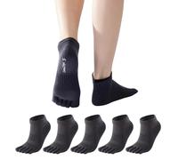 CoziSox Toe Socks for Men & Women, Cotton Knit Five Finger Socks, Thin Breathable Arch Support Moisture-Wicking, Running Sports Ankle Socks, 5 Pairs - Black, Large