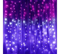 CoziTech Curtain Lights Pink Purple Ombre Light Up String Curtain for Bedroom Wall Hanging Mermaid Fairy Lights for Teen Room Girls Room Decor Christmas Decoration Girls Gift (Pink & Purple)