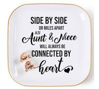 COZITED Aunt & Niece Ring Trinket Dish - Connected By Heart, Birthday Christmas Valentines Mother's Day Gift, White