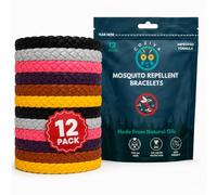 Coziva Mosquito Repellent Bracelet,12 Pack Adjustable, Insect Repellent Bracelets, Deet Free, Natural Mosquito Bands for Adults & Kids-300 Hour Protection Bug Repellent Travel Essentials