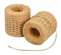 Cozlly 3 Rolls Raffia Paper Ribbon, 200M Raffia Ribbon, Paper Ribbon Natural Rafia Yarn Packing Paper Twine for Festival Gift Wrapping, DIY Art Craft Decoration, Fixed Bouquet (Brown)