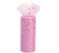 Cozlly 5.8 inches x 25 Yards Glitter Tulle Fabric Roll, Sparkle Tulle Roll Glitter Sequin, Sparkling Polyester Tulle Roll Spool, Tutu Netting Fabric for Tutu Party, Gift Wrapping, DIY Bow (Rose)