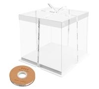 Cozlly Transparent Cake Box - Double Layer Large Gift Box with Sturdy Base, Clear Display Box for Cakes, Pastries, and Desserts, Perfect for Parties, Weddings, Celebrations, 8 Inch (White)