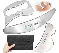 COZLOW 3-in-1 Stainless Steel Muscle Scraper Tool Set - Body Scraping Massage Tools for IASTM Therapy - Deep Tissue Gua Sha for Soft Tissue Mobilisation & Myofascial Release