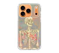 Cozmaison Skeleton Bone Art Phone Case Compatible with iPhone 17 Pro Max, Vintage Flower Skull Phone Cover for iPhone 17 Pro Max