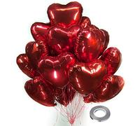 CozofLuv 25 Red Heart Foil Balloons | Valentine's Day | Unisex-Adults