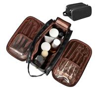 Cozomga 3 - Layer Large - Capacity Makeup Cosmetic Toiletry Bag with Double Zippers & Wide Opening, Portable Travel Organizer for Cosmetics & Toiletries-Deepblack