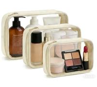 Cozomga Clear TSA Approved Toiletry Bag Set - 3 Pack (Large, Small and Mini) Clear Cosmetic Bag with Zipper, Quart Size Travel Essentials Organizer Perfect for Carry-On Luggage (Opaque White)