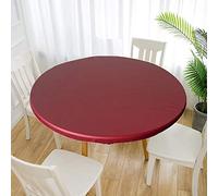 Cozomiz Waterproof Tablecloth Elastic Edged Tablecloth Wipeable Table Cloth Table Cover for Outdoor, Patio, Kitchen and Dining Room 23" Inch Round Tight Fit Wine Red