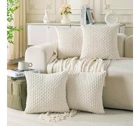 Cozoomy Set of 4 Cream White Decorative Throw Pillow Covers 18x18 Inch Corduroy Pillow Covers for Bed Couch Sofa Living Room Soft Square Cushion Cases