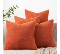 Cozoomy Set of 4 Soft Textured Decorative Throw Pillow Covers 22x22 Inch Cozy Farmhouse Cushion Cover Square Accent Pillow Cases for Bed Couch Sofa Living Room, Burnt Orange