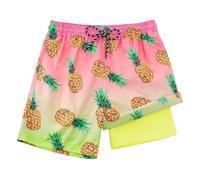 Cozople 7-20T Boys Swim Trunks Boxer Brief Liner Swim Shorts Quick Dry Bathing Suit Compression Swimwear, Ab Pineapple, 10-12 Years