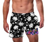 Cozople Men's Swim Trunks with Compression Liner 5.5" Inseam Quick Dry Bathing Suit Boxer Brief Lined Swim Shorts Swimwear, A-hawaiian National, XXL
