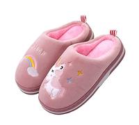 Cozozn Toddler Little Girls Slippers Kids House Shoes Children Winter Warm Plush Anti-Slip Home Shoes Unicorn Rose 12/13 UK Child