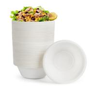 Coztie 100 Pack Strong Paper Bowls, 350ml/11.83 OZ Biodegradable Sugarcane Bagasse Bowls, Compostable Soup Bowls, Paper Eco-Friendly for Soup & Dessert, Hot & Cold Food White
