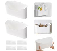 Coztie Kitchen Cabinet Door Storage Box, 2 PCS Wall Mounted Storage Box, Self-Adhesive Wall Storage, Kitchen Wrap Organizer Container for Bathroom Fridge Office Size 23.4 x 6.8 x 10.8 cm White