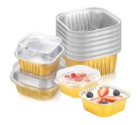 Coztie Mini Loaf Cake Cases, 30 PCS Mini Loaf Pans with Lid 150 ml Aluminum Loaf Cake Cases, Foil Baking Pans Reusable Aluminum Baking Cups for Bread Wedding Birthday Picnic Party Gold