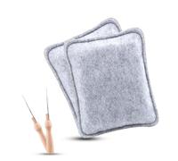 Coztie Needle Felting Pad, 2 PCS Needle Felting Mat with 2 Felt Needle, Grey Sponge Needle Felting Kit, Natural Wool Needled Felting Pad for Felting Project Needle Felting 18 x 16.2 cm