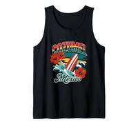 Cozumel Mexico Surfboard Tropical Beach Vacation Retro Tank Top