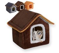 Cozy All-Season Pet Bed for Medium Dogs & Cats,Calming Cat House Soft Warm Dog Bed Non Slip Removable Cat Cave Anti Anxiety for Indoor Cats Sleeping (Coffee,M-37x34x40CM)