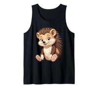 Cozy Animal Illustration with Sitting Hedgehog Tank Top