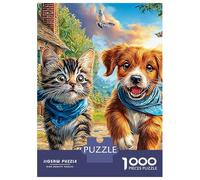 Cozy Animal Scene 1000 Pc Cardboard DIY Corgi in Town Puzzle 12+, Challenging Family Game, Vibrant Colours, Stress Relief & Wall Decor 52x38cm/1000pcs