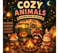Cozy Animals: Campfire Coloring Book for Adults: 25 Cute & Cozy Camping Animal Designs with Bold Lines, Large Spaces and Relaxing Coloring Pages