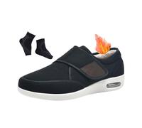 Cozy Arthritis Edema House Shoes, Winter Thermal Plush Edema Adjustable Walking Diabetic Shoes for Man, Warm Feet Closure Lightweight Non-Slip Sneaker, Grandfather, Grandmother(Black,11.5 UK)