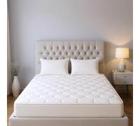 Cozy Aura Mattress Protector Double Bed - Deep Fitted 40cm Elastic skirt Mattress Cover with Microfiber Filling - Breathable and Soft Quilted Diamond Design (137x190cm)