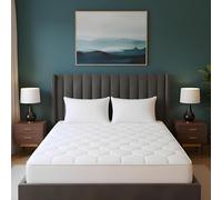 Cozy Aura Small Double Mattress Protector - Deep Fitted 40cm Elastic skirt Mattress Cover with Microfiber Filling - Breathable and Soft Quilted Diamond Design (122x190cm)