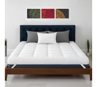 Cozy Aura Ultra-Soft Quilted Mattress Topper Kingsize Bed (150×200 cm) - 4 Inch/10 cm Thick Mattress Topper with Elasticated Straps, Hypoallergenic & Breathable Microfiber for Extra Comfort