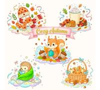 Cozy Autumn: A Whimsical Coloring Book of Cute Fall Scenes and Adorable Animals