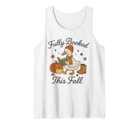 Cozy Autumn Books Funny Fully Booked for Fall Books Pumpkin Tank Top