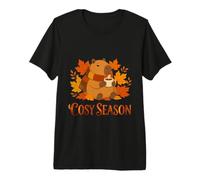 Cozy Autumn Capybara Fall Leaves Vintage Coffee Premium T-Shirt