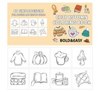 Cozy Autumn Coloring Book for Kids | 40 Sheets Coloring Activity Book - Bold and Easy Coloring Book for Relaxation, Single-Sided Pages