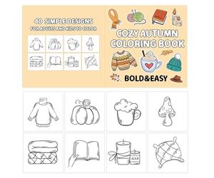 Cozy Autumn Coloring Book for Kids | 40 Sheets Coloring Activity Book - Bold and Easy Coloring Book for Relaxation, Single-Sided Pages