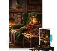 Cozy Autumn Reading Nook Jigsaw for Teenagers 1000 Pieces Brain Power, Clean Cut, Fun Challenge, (38x52cm)