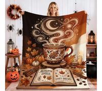 Cozy Autumn Spells Coffee Theme Mug Halloween Throw Blanket 60x80 Inch