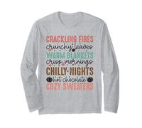 Cozy Autumn Vibes Crackling Fires Warm Blankets Chilly Night Long Sleeve T-Shirt